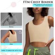 XUJI Half Chest Binder, Compression Bra, Transgender FTM Pullover Design Binder